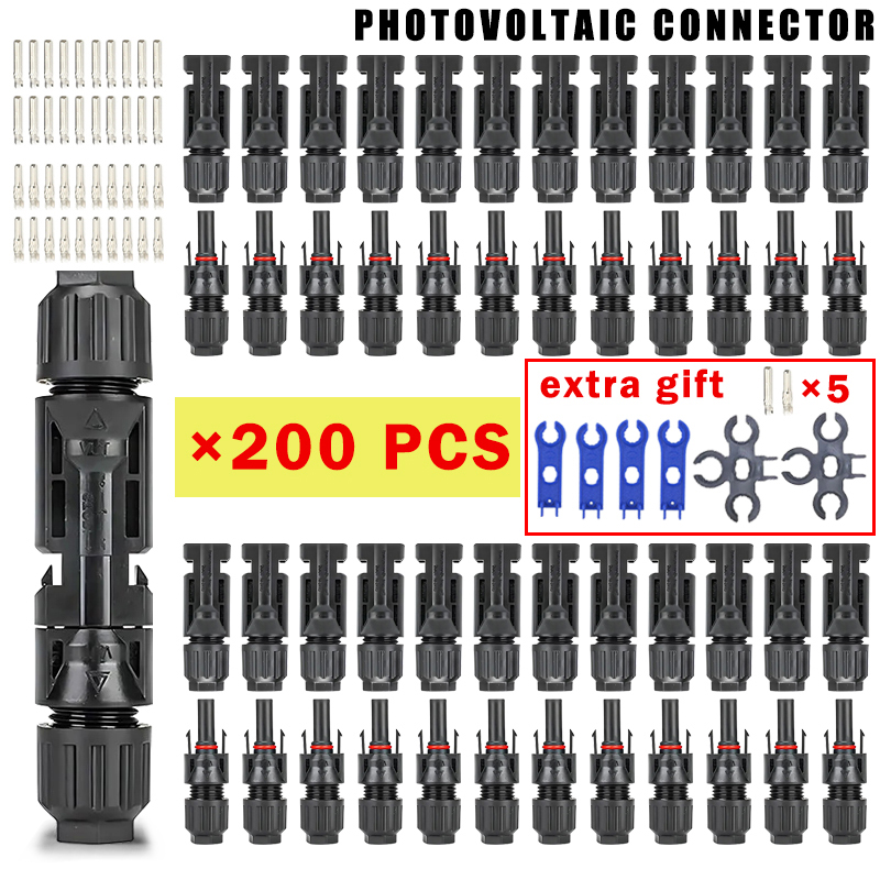 Solar Cable Mc4 Connector - 400/200/100/20 peças conector solar fotovoltaico 1000v